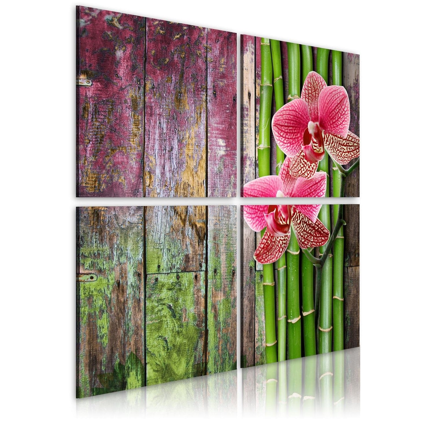 Stretched Canvas Zen Art - Bamboo And Orchid-Tiptophomedecor