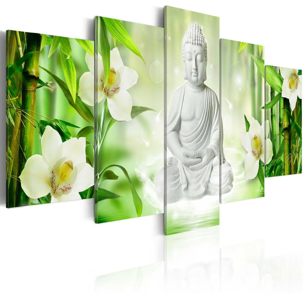 Stretched Canvas Zen Art - Buddha And Jasmine-Tiptophomedecor