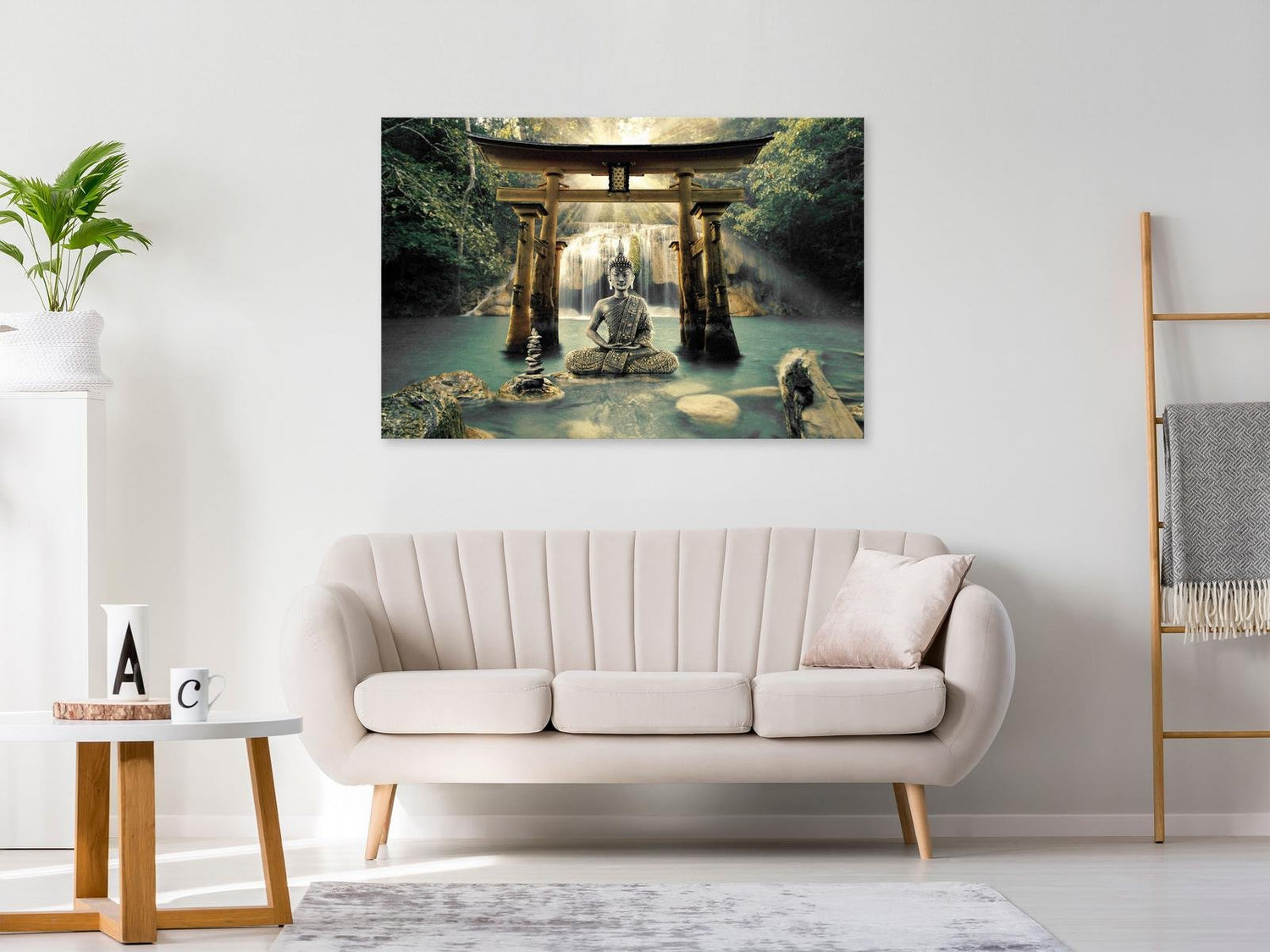 Stretched Canvas Zen Art - Buddha Smile Wide-Tiptophomedecor