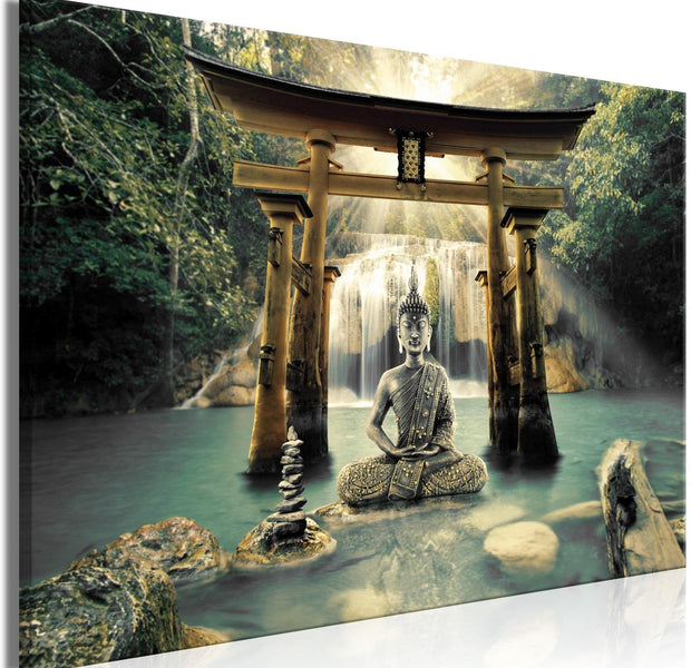 Stretched Canvas Zen Art - Buddha Smile Wide-Tiptophomedecor