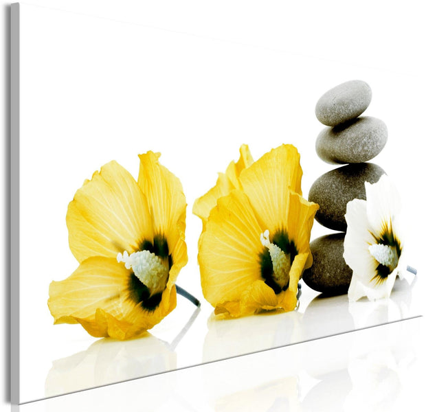 Stretched Canvas Zen Art - Calm Mallow Narrow Yellow-Tiptophomedecor
