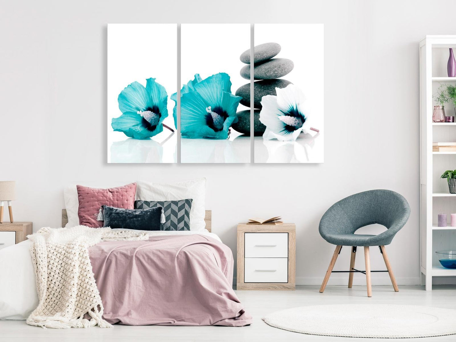 Stretched Canvas Zen Art - Calm Mallow Turquoise-Tiptophomedecor