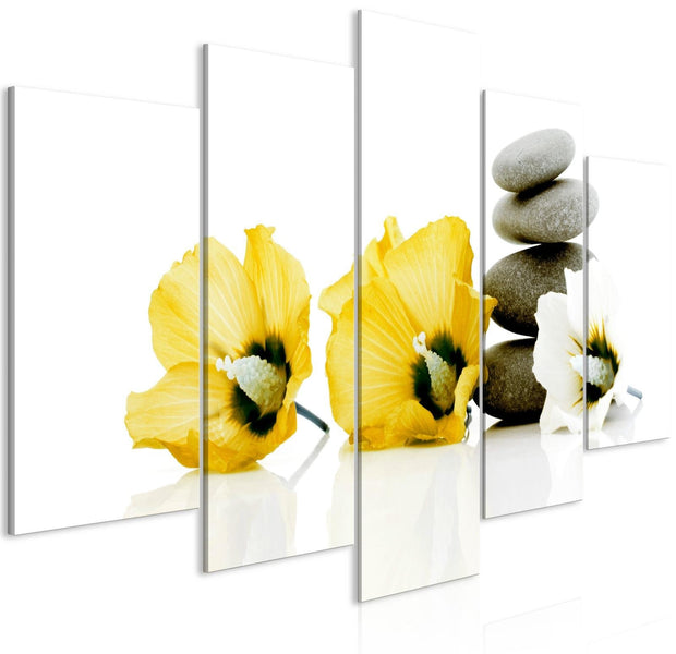 Stretched Canvas Zen Art - Calm Mallow Yellow 3 Piece-Tiptophomedecor