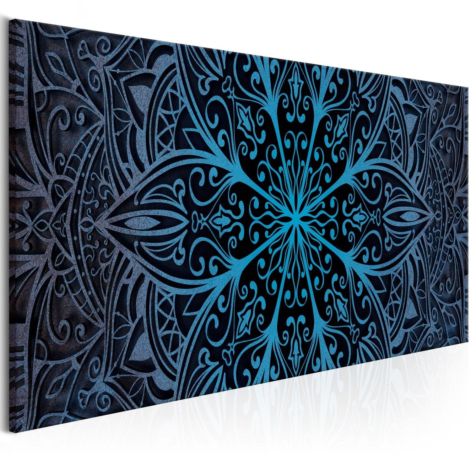 Stretched Canvas Zen Art - Feathers Blue Narrow-Tiptophomedecor