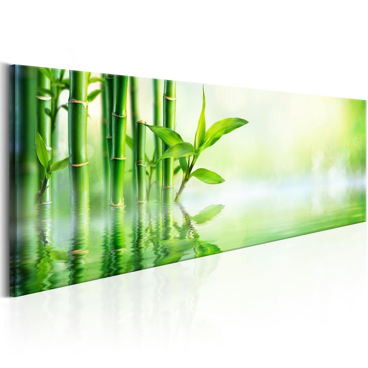 Stretched Canvas Zen Art - Green Bamboo-Tiptophomedecor
