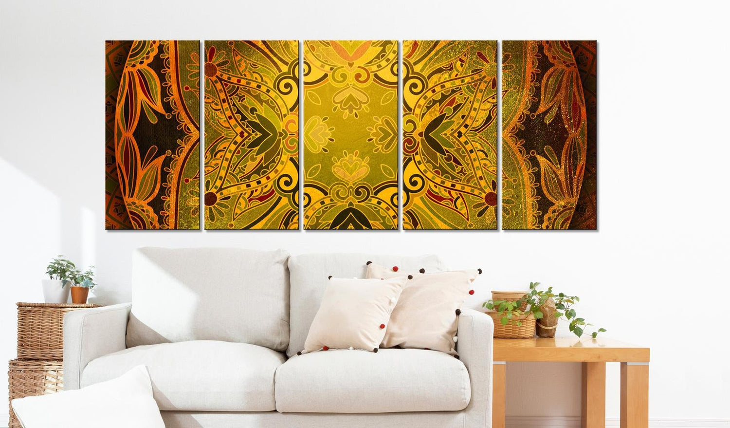 Stretched Canvas Zen Art - Mandala: Flowery Wings-Tiptophomedecor