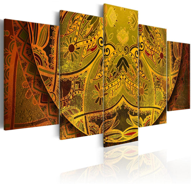 Stretched Canvas Zen Art - Mandala: Golden Power-Tiptophomedecor