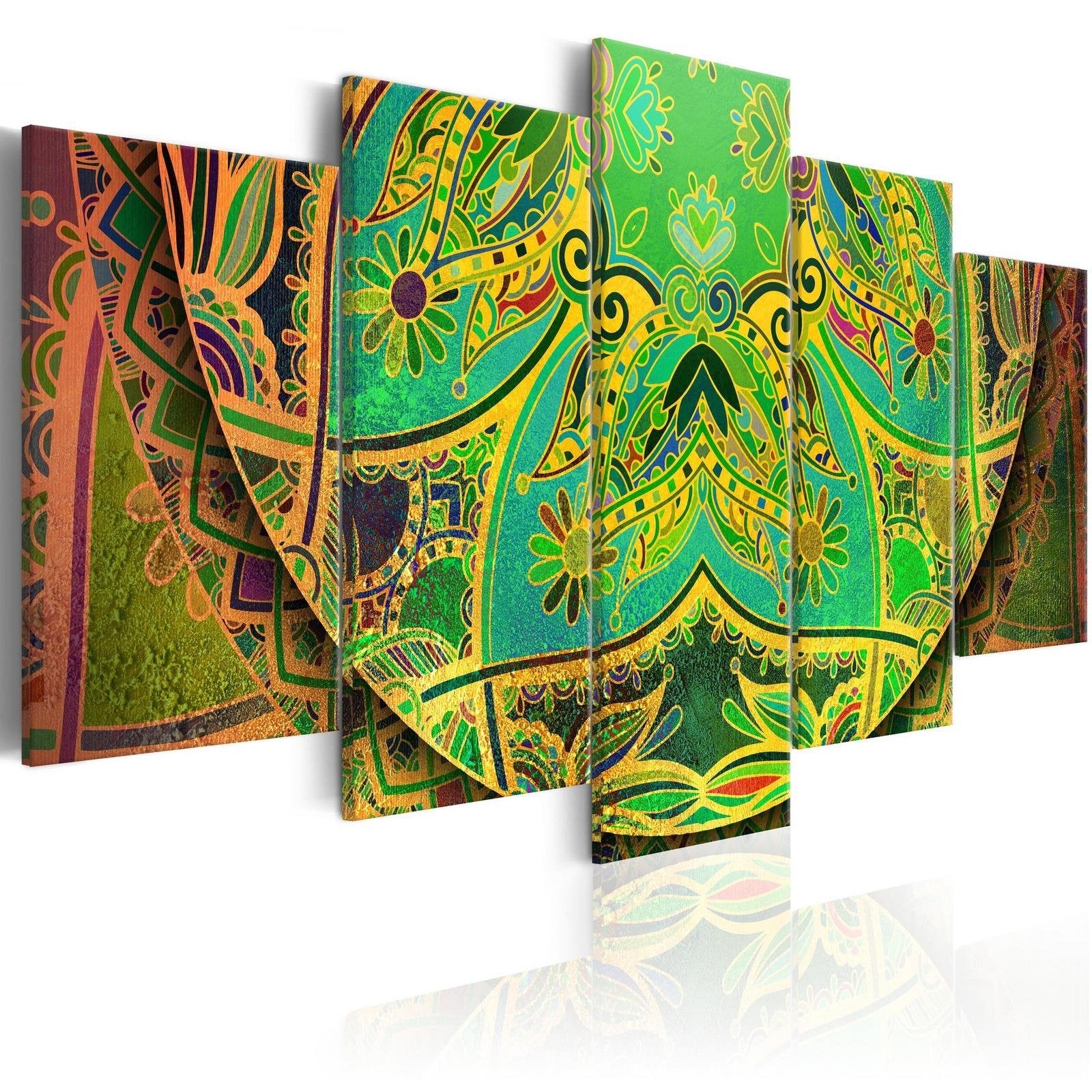 Stretched Canvas Zen Art - Mandala: Green Energy-Tiptophomedecor