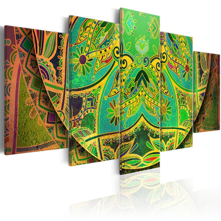Stretched Canvas Zen Art - Mandala: Green Energy-Tiptophomedecor