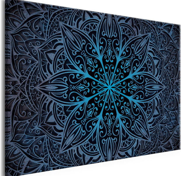 Stretched Canvas Zen Art - Oriental Flowers Narrow Blue-Tiptophomedecor