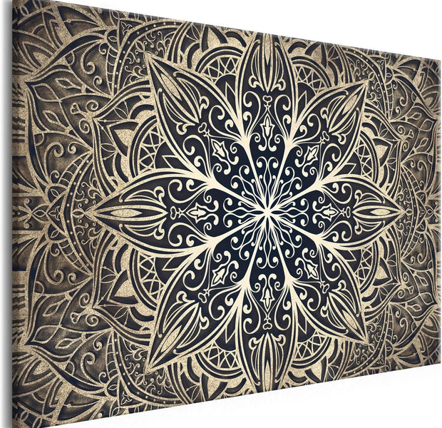 Stretched Canvas Zen Art - Oriental Flowers Narrow Brown-Tiptophomedecor