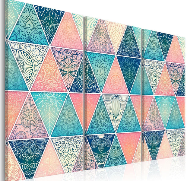 Stretched Canvas Zen Art - Oriental Triangles-Tiptophomedecor