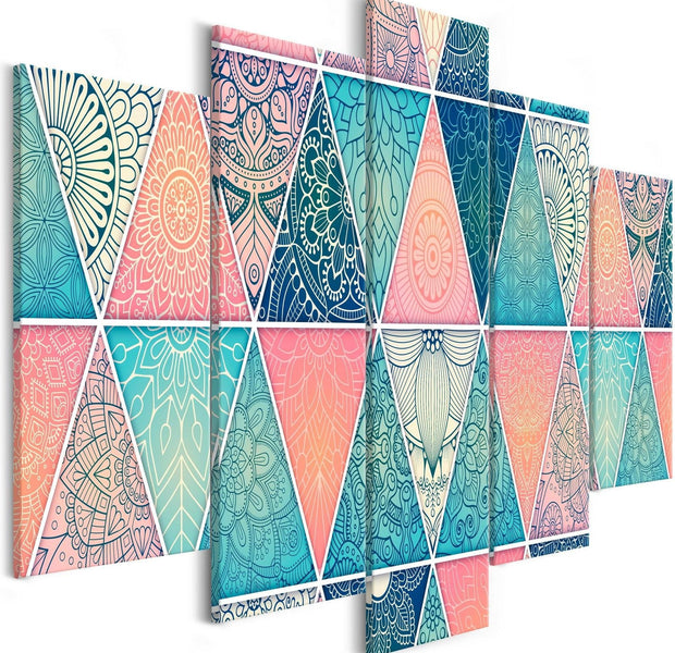 Stretched Canvas Zen Art - Oriental Triangles Wide-Tiptophomedecor