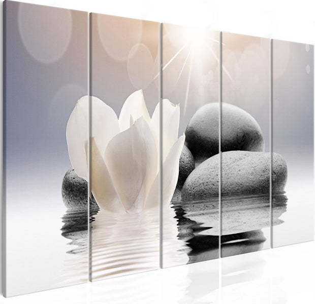 Stretched Canvas Zen Art - Pebbles In Water 5 Piece-Tiptophomedecor
