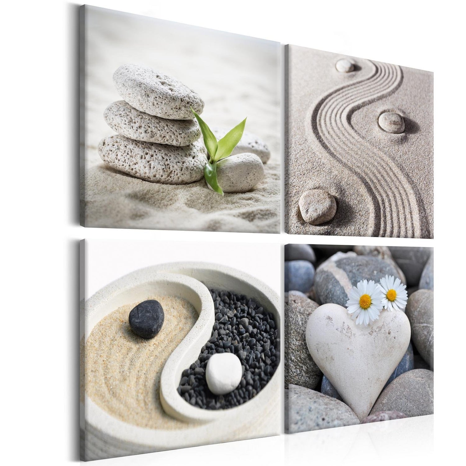 Stretched Canvas Zen Art - Sea: Yin And Yang-Tiptophomedecor