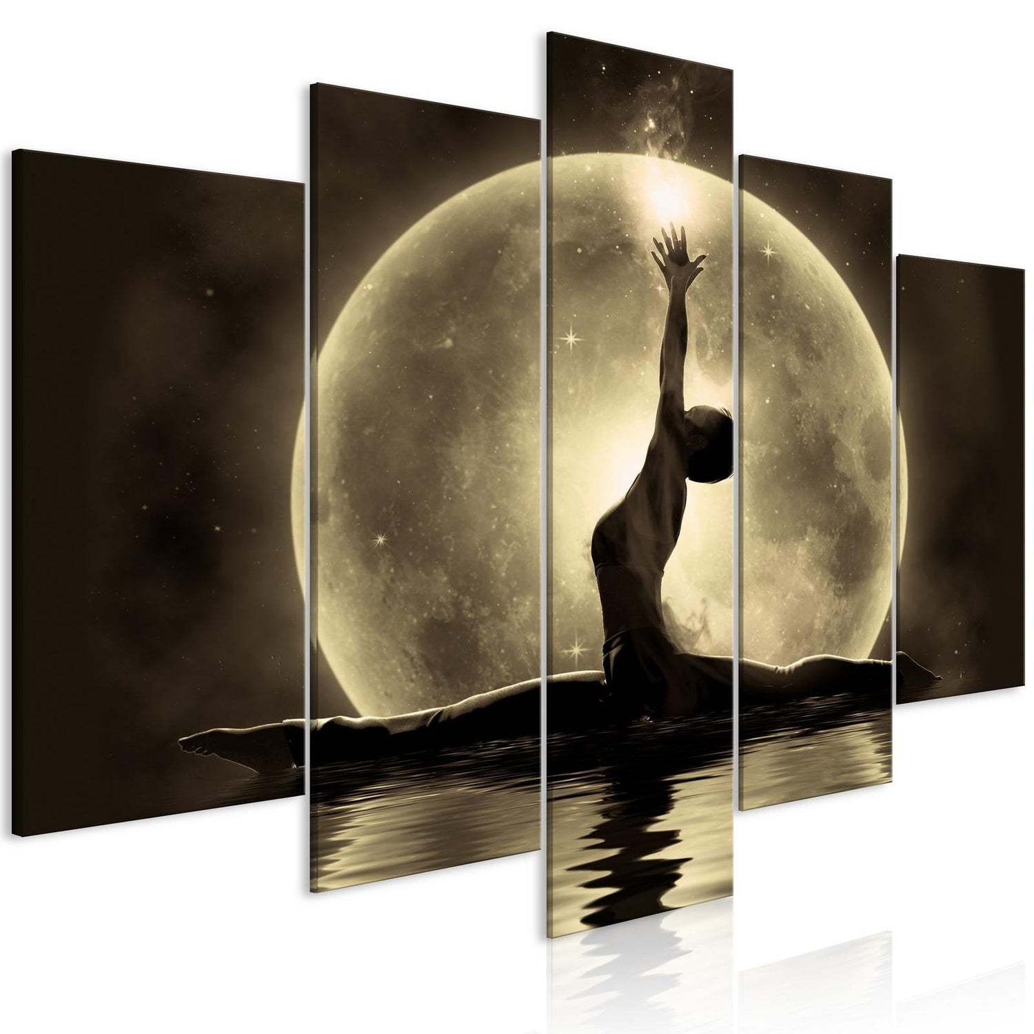 Stretched Canvas Zen Art - Twine Wide Golden-Tiptophomedecor