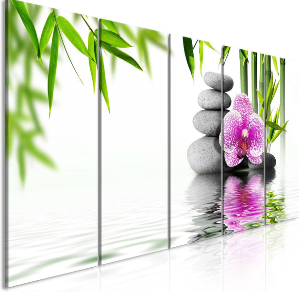 Stretched Canvas Zen Art - Water Garden Narrow-Tiptophomedecor