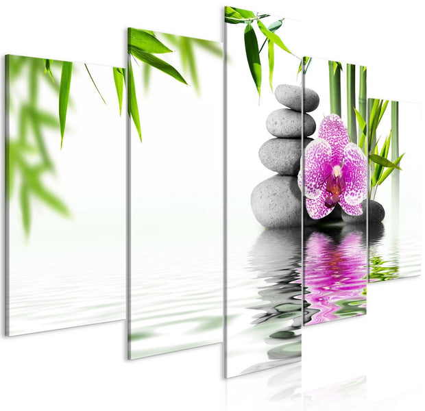 Stretched Canvas Zen Art - Water Garden Wide-Tiptophomedecor