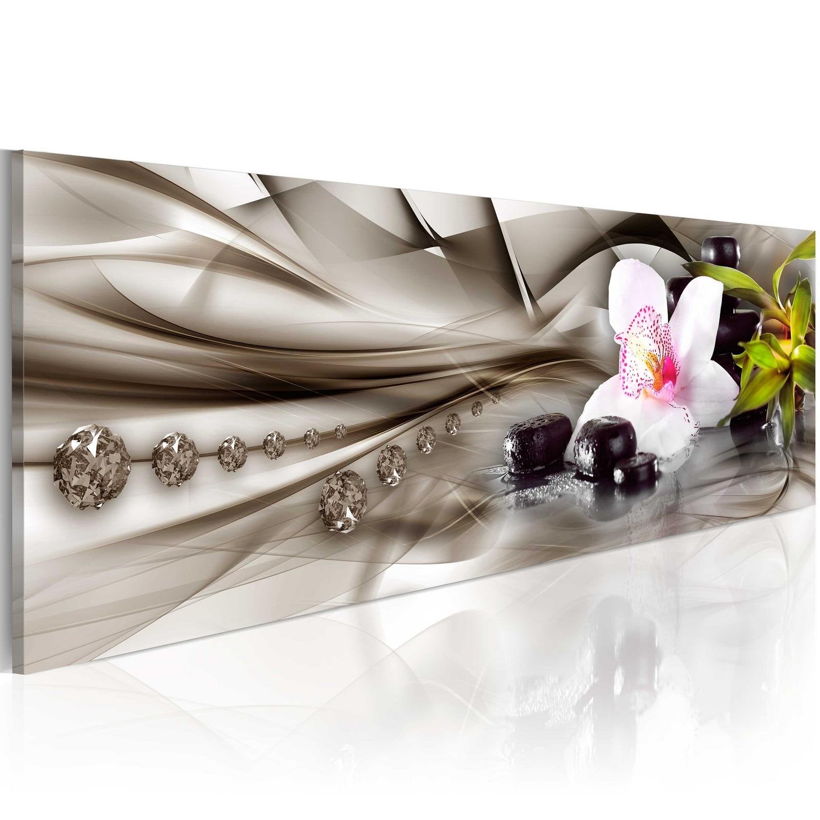 Stretched Canvas Zen Art - Zen Composition: Orchid, Bamboo And Stones-Tiptophomedecor