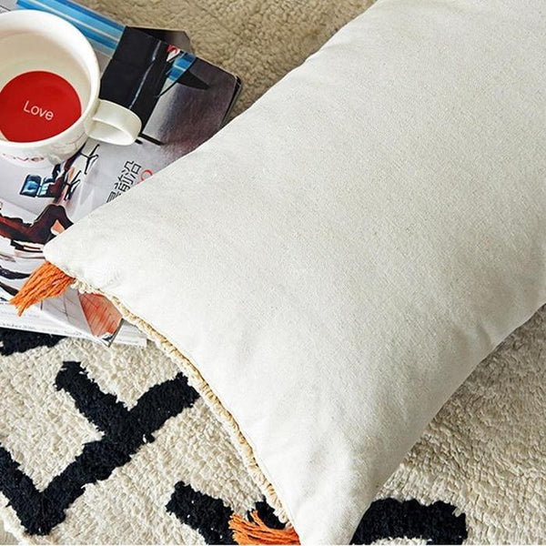 Terracotta Orange Navy Stripe Tufted Bohemian Pillow Cases-TipTopHomeDecor