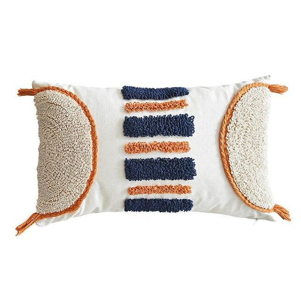 Terracotta Orange Navy Stripe Tufted Bohemian Pillow Cases-TipTopHomeDecor