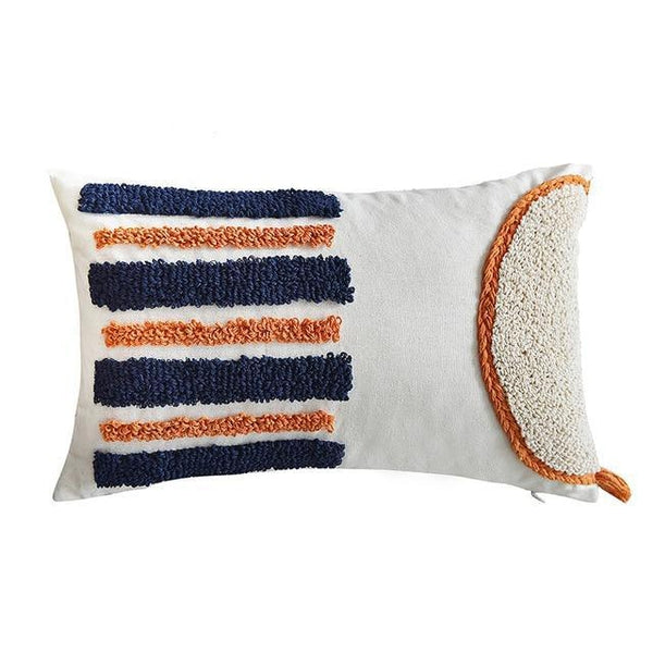 Terracotta Orange Navy Stripe Tufted Bohemian Pillow Cases-TipTopHomeDecor