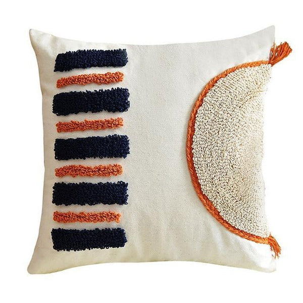 Terracotta Orange Navy Stripe Tufted Bohemian Pillow Cases-TipTopHomeDecor