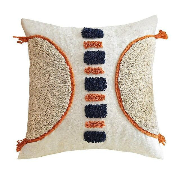 Terracotta Orange Navy Stripe Tufted Bohemian Pillow Cases-TipTopHomeDecor