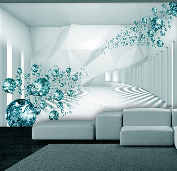 Peel and stick wall mural - Diamond Corridor (Turquoise)-TipTopHomeDecor