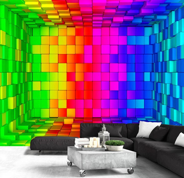 Peel and stick wall mural - Rainbow Cube-TipTopHomeDecor