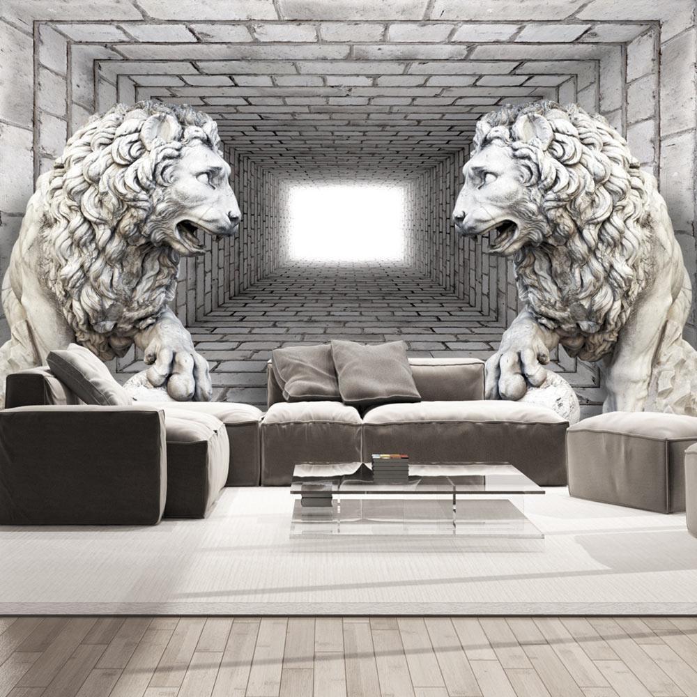 Peel and stick wall mural - Stone Lions-TipTopHomeDecor