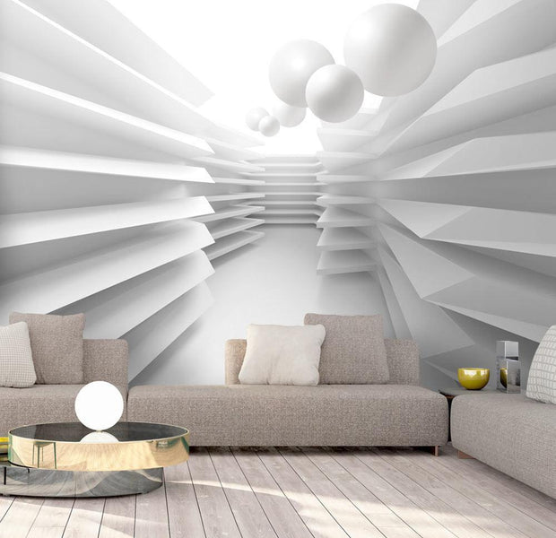 Peel and stick wall mural - White Maze-TipTopHomeDecor