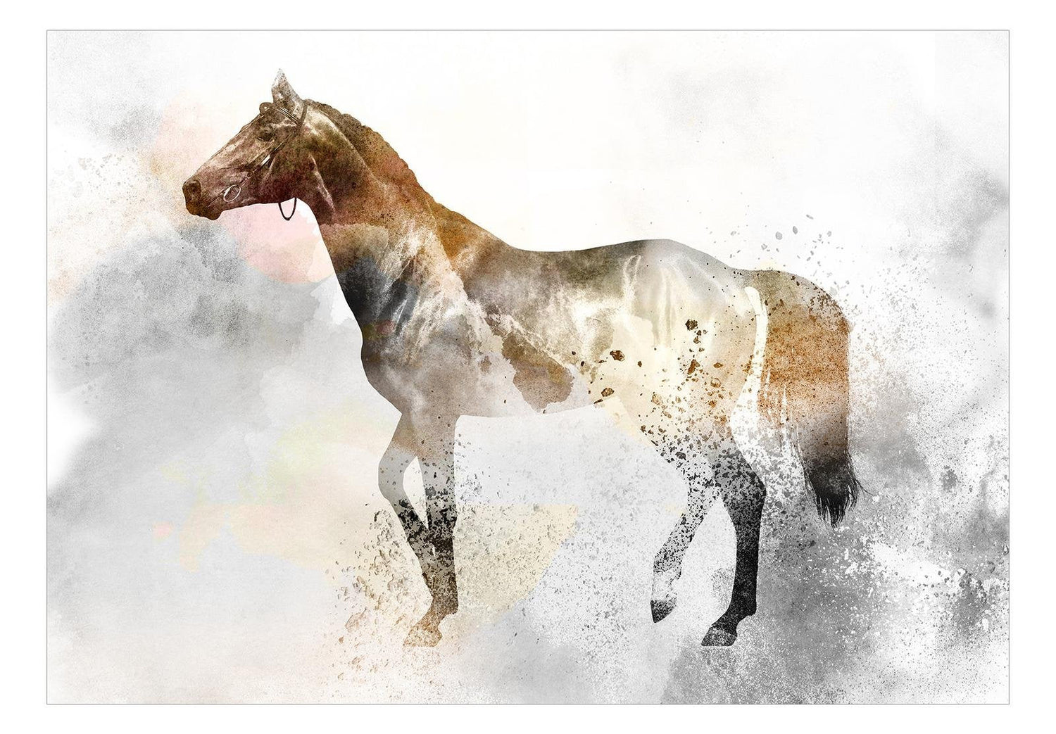 Tiptophomedecor Peel and Stick Animal Wallpaper Wall Mural - Horse In Mist - Removable Wall Decals-Tiptophomedecor