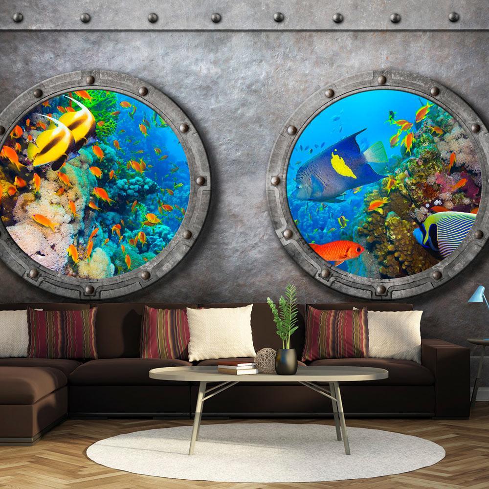 Peel and stick wall mural - Window to the underwater world-TipTopHomeDecor
