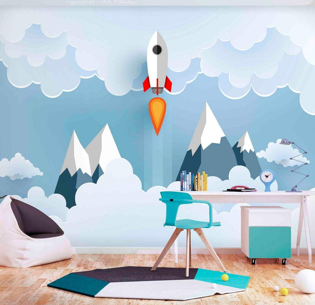 Peel and stick wall mural - Rocket in the Clouds-TipTopHomeDecor