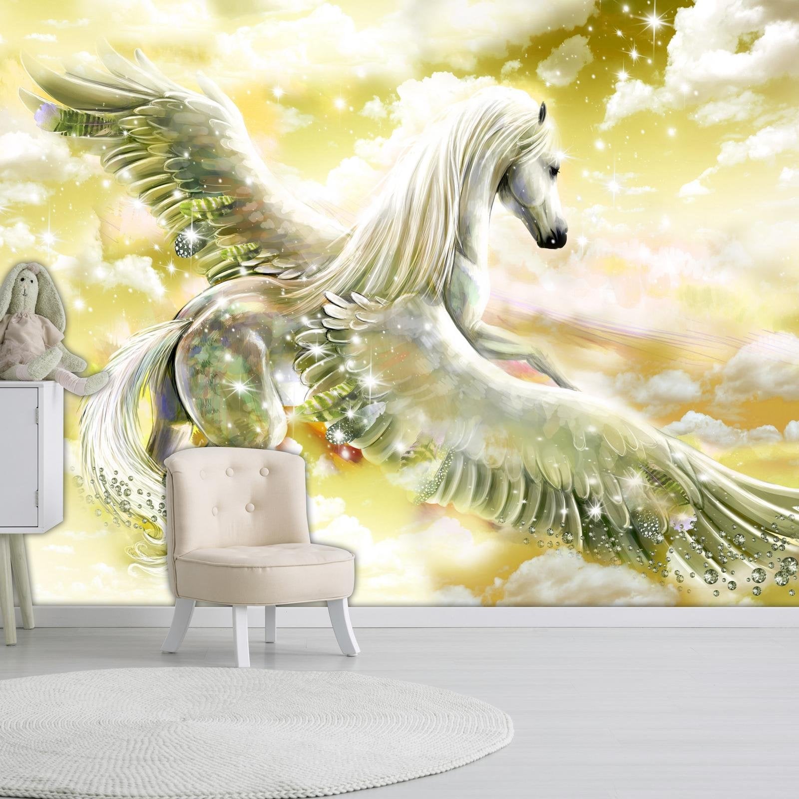 Peel and stick wall mural - Pegasus (Yellow)-TipTopHomeDecor