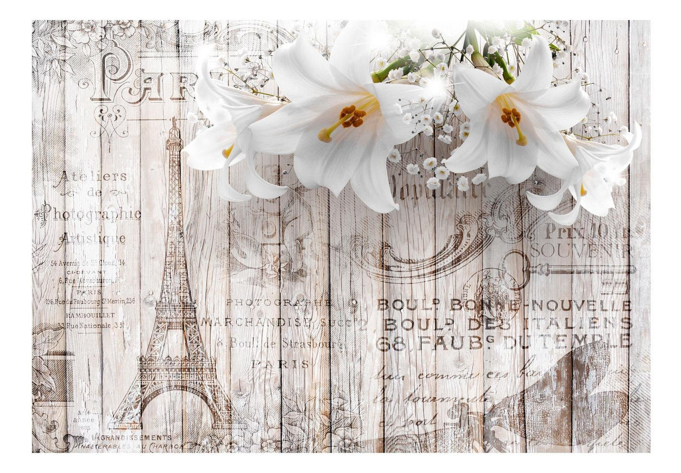 Peel and stick wall mural - Parisian Lilies-TipTopHomeDecor