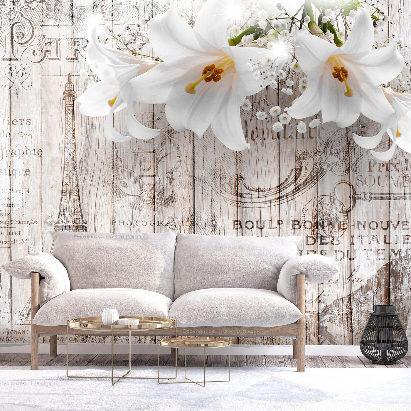 Peel and stick wall mural - Parisian Lilies-TipTopHomeDecor