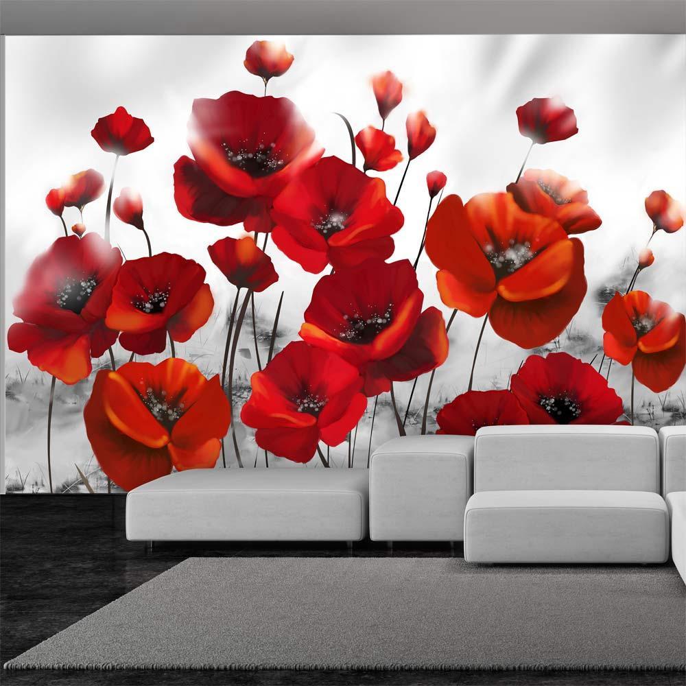 Peel and stick wall mural - Poppies in the Moonlight-TipTopHomeDecor
