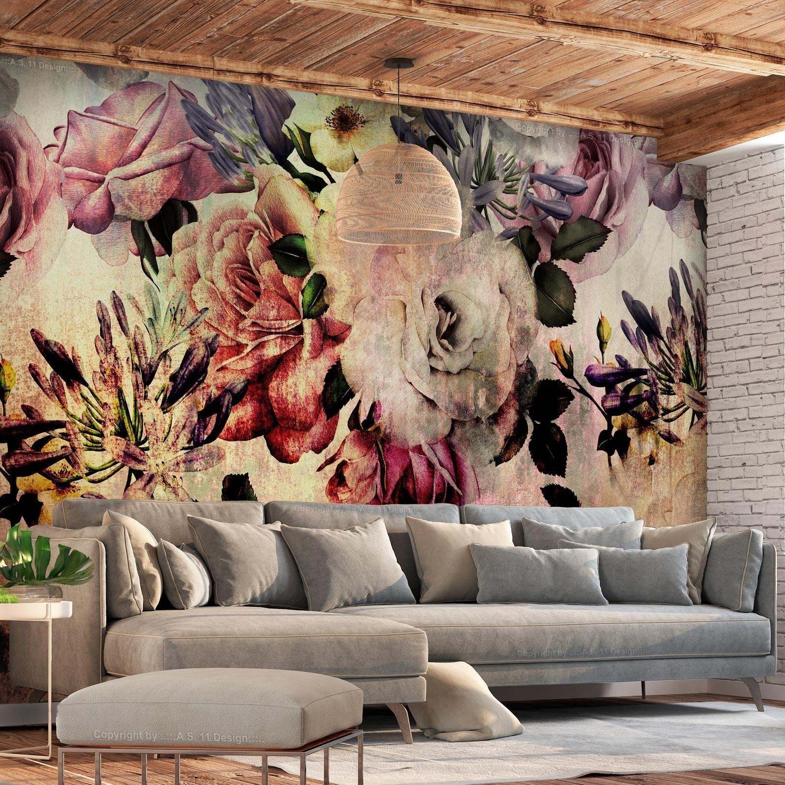 Peel and stick wall mural - Nostalgia Flowers-TipTopHomeDecor