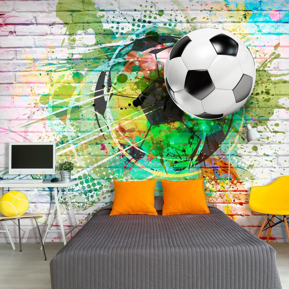 Tiptophomedecor Peel and Stick Football Wallpaper Wall Mural - Colourful Sport Street Art - Removable Wall Decals-Tiptophomedecor