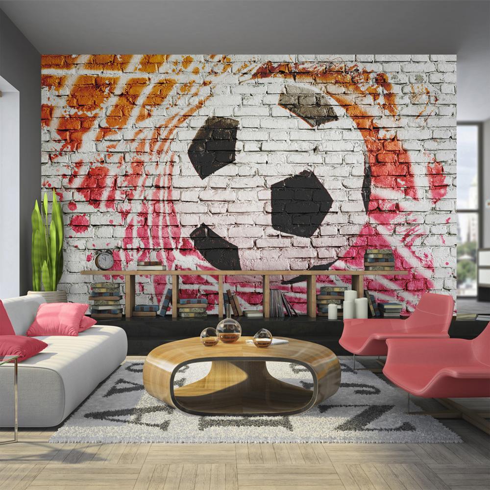 Tiptophomedecor Peel and Stick Football Wallpaper Wall Mural - Street Football Brick Wall - Removable Wall Decals-Tiptophomedecor