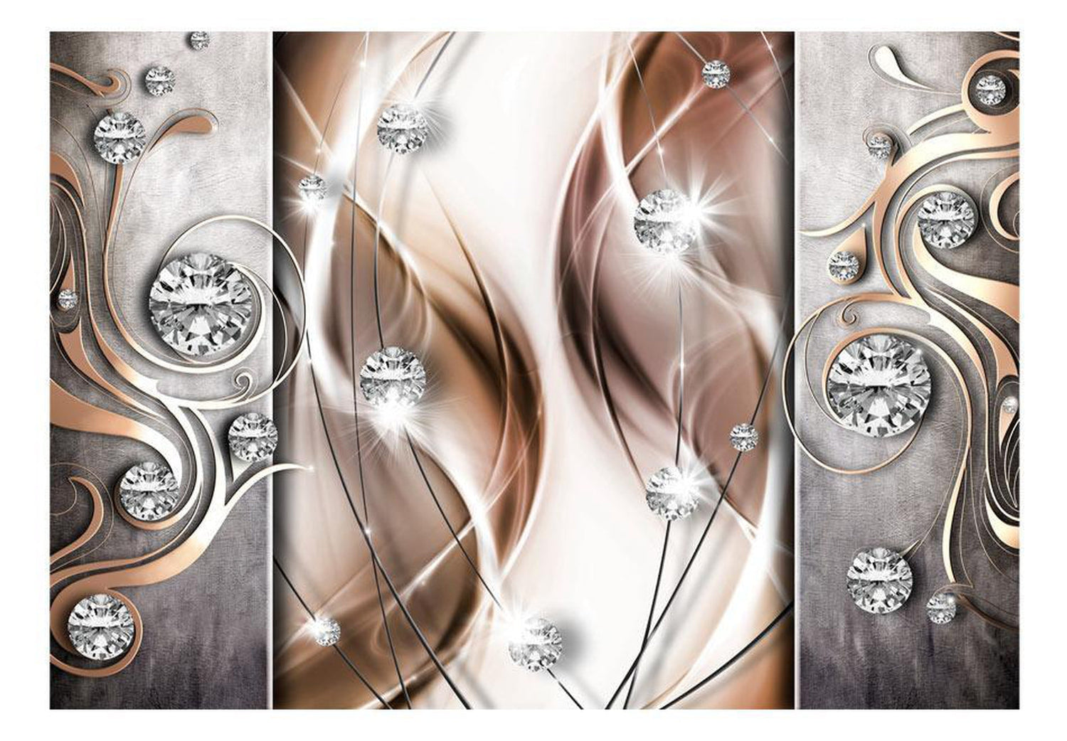 Peel and stick wall mural - Brown and Diamonds-TipTopHomeDecor