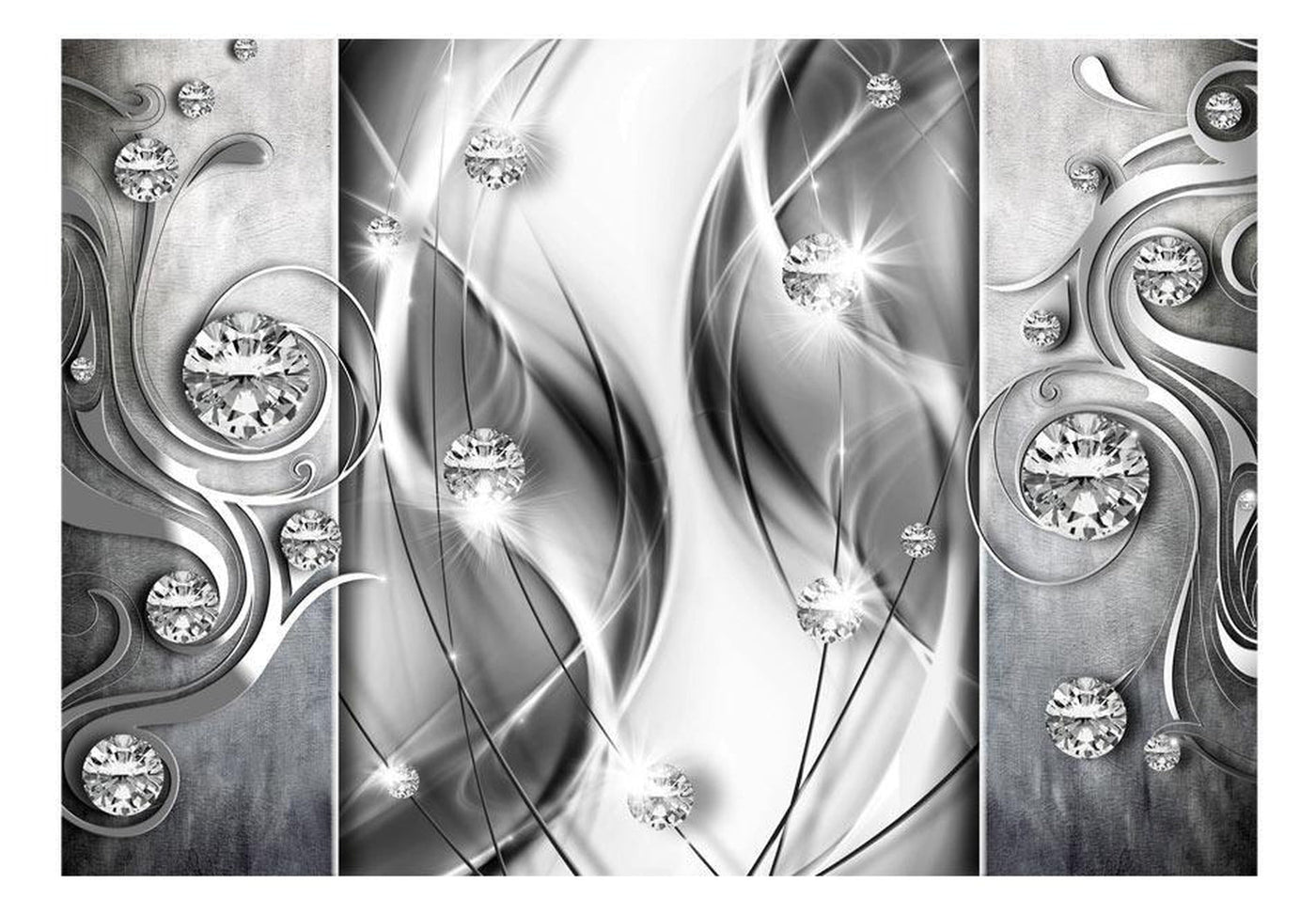 Peel and stick wall mural - Diamonds in Silver-TipTopHomeDecor