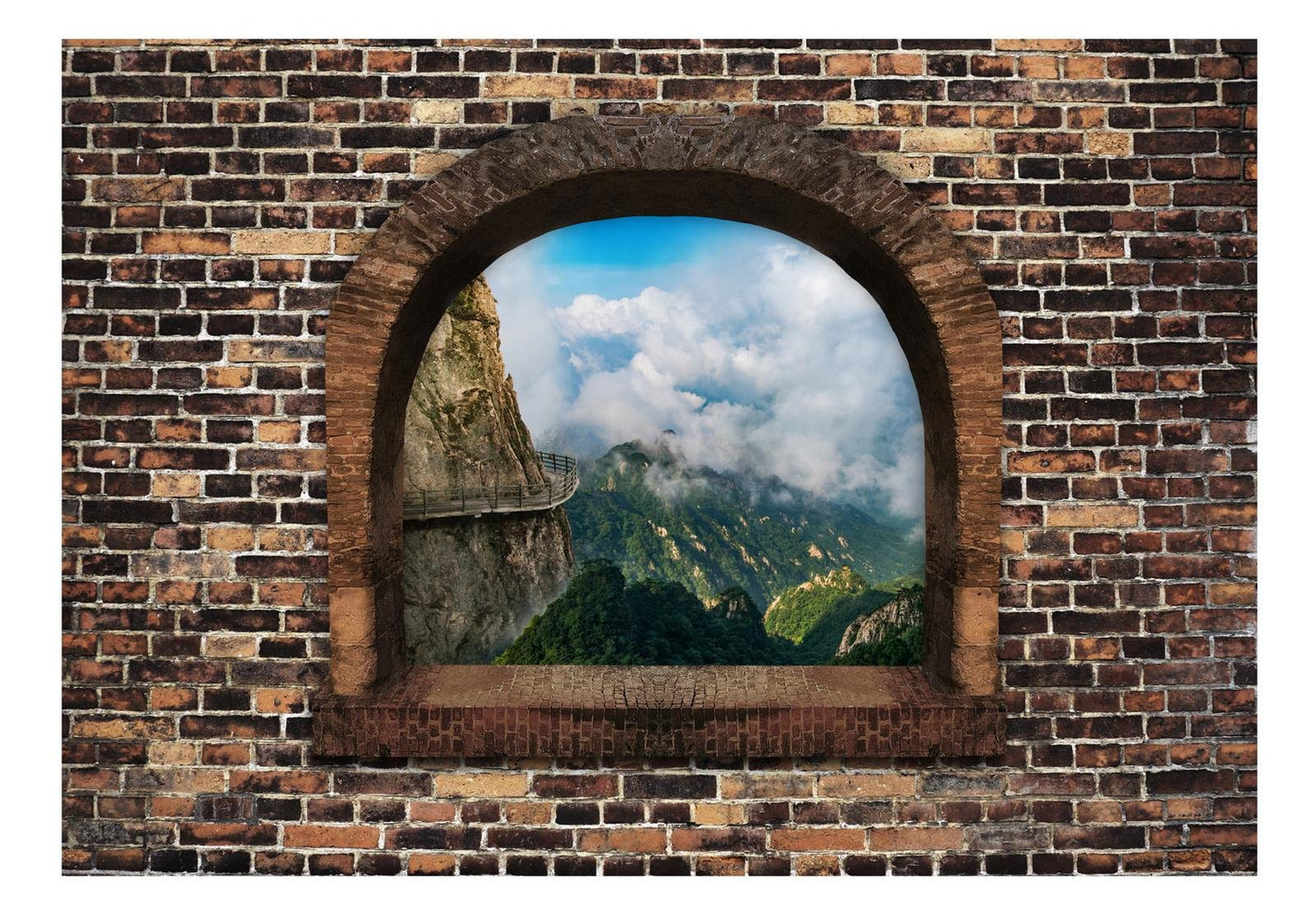 Peel and stick wall mural - Stony Window: Mountains-TipTopHomeDecor
