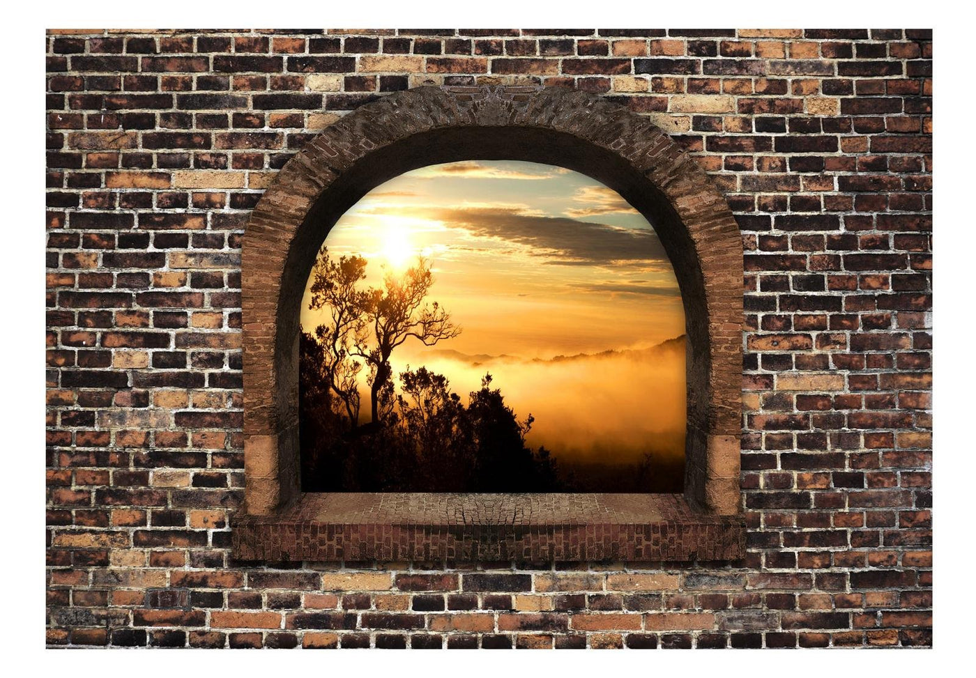 Peel and stick wall mural - Stony Window: Morning Mist-TipTopHomeDecor