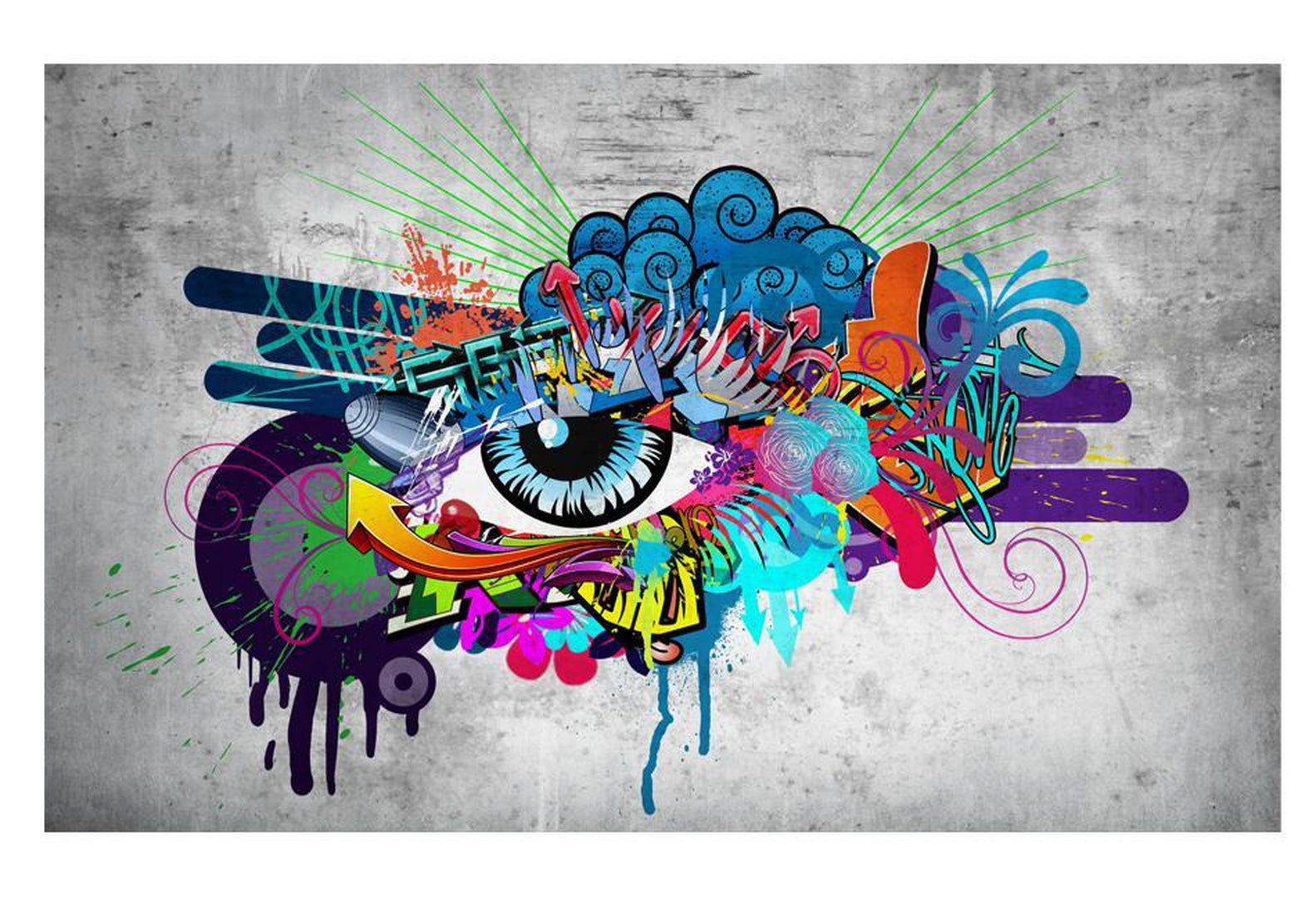 Peel and stick wall mural - Graffiti eye-TipTopHomeDecor