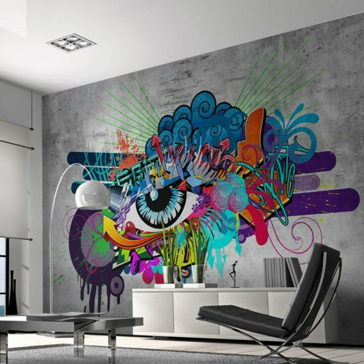 Peel and stick wall mural - Graffiti eye-TipTopHomeDecor