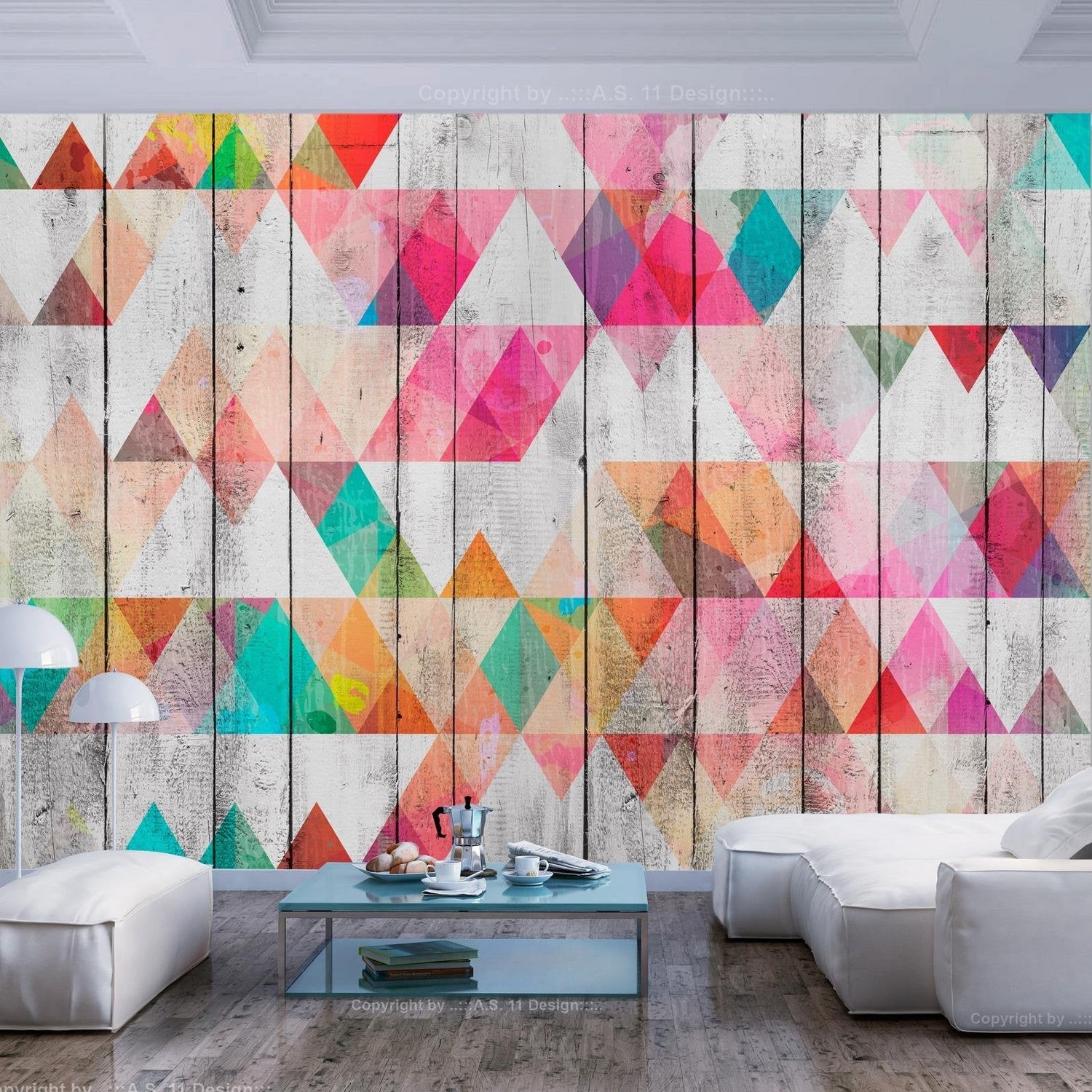 Peel and stick wall mural - Rainbow Triangles-TipTopHomeDecor