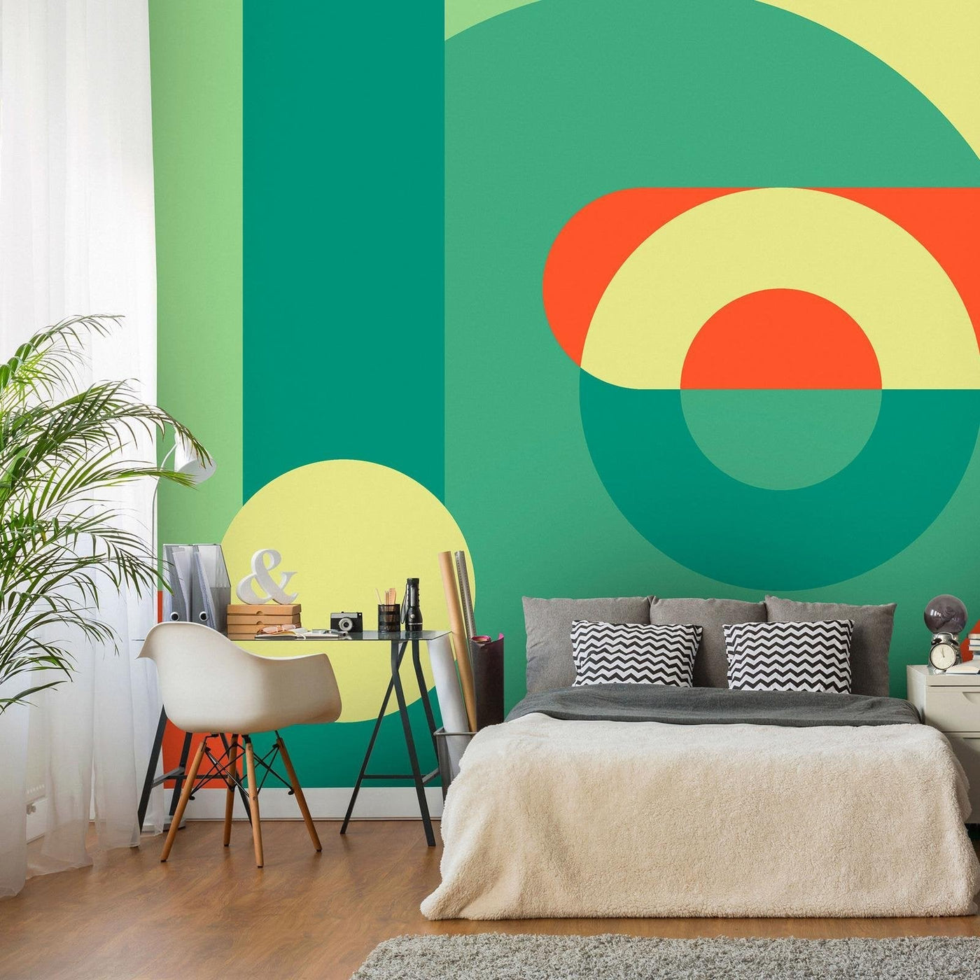 Peel and stick wall mural - Geometric Wreath (Green)-TipTopHomeDecor